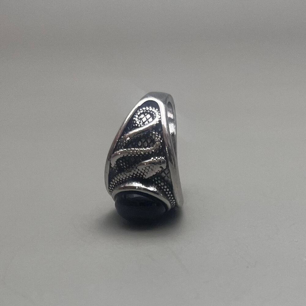 Vintage Silver Gothic Snake Black Pearl Ring – Size 8, Unisex, Brand New - Picture 8 of 8